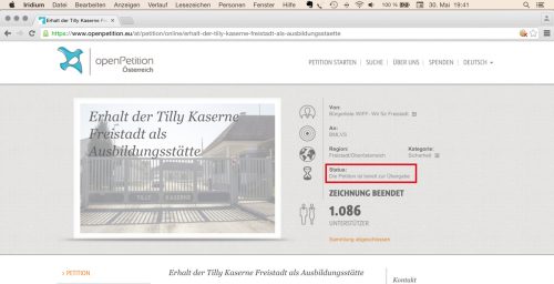 Online Petition bereit zur Übergabe